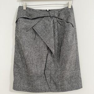 Banana Republic Skirt Womens 2 Stretch Gray Wool Blend Bow Front A Line Business